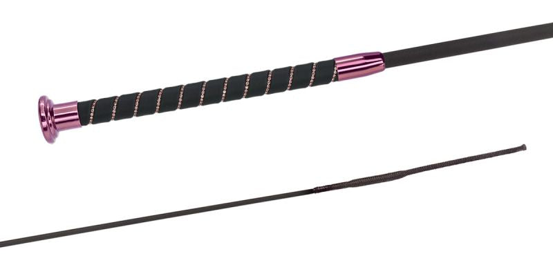 Fleck Silk Touch Pink Crystal Dressage Whip