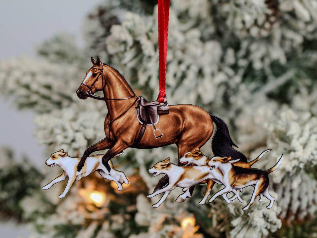 Classy Equine - Bay Fox Hunter Horse & Hound Field Hunter Ornament II