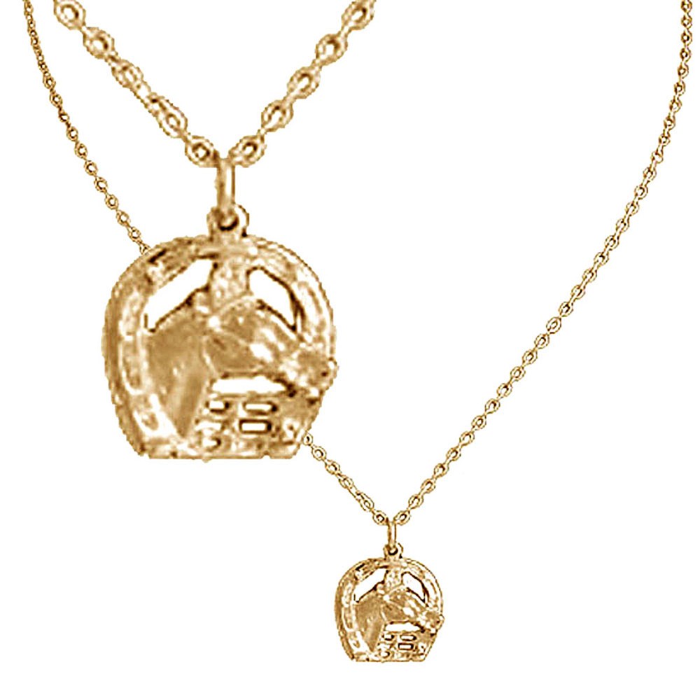 Horse Shoe + Horse Head Gold Plated Pendant