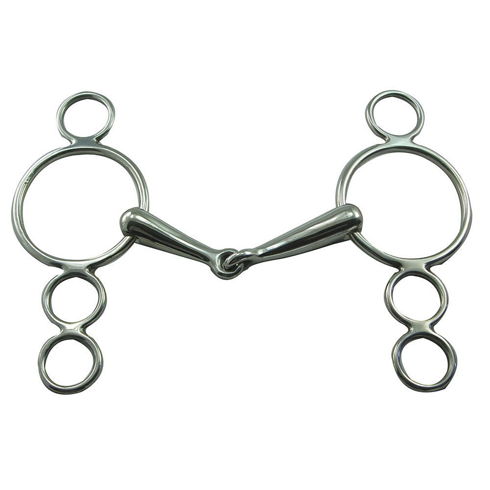 Coronet Stainless Steel 3 Ring Continental Snaffle Gag Bit - 16mm Mouth 5 1/2"