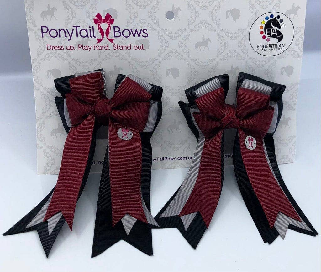 PonyTail Bows - Cabernet/Black PonyTail Bows