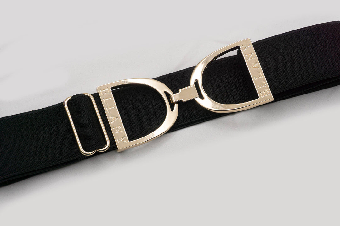 Huston x Ellany - Black - 1.5" Gold Stirrup Elastic Belt