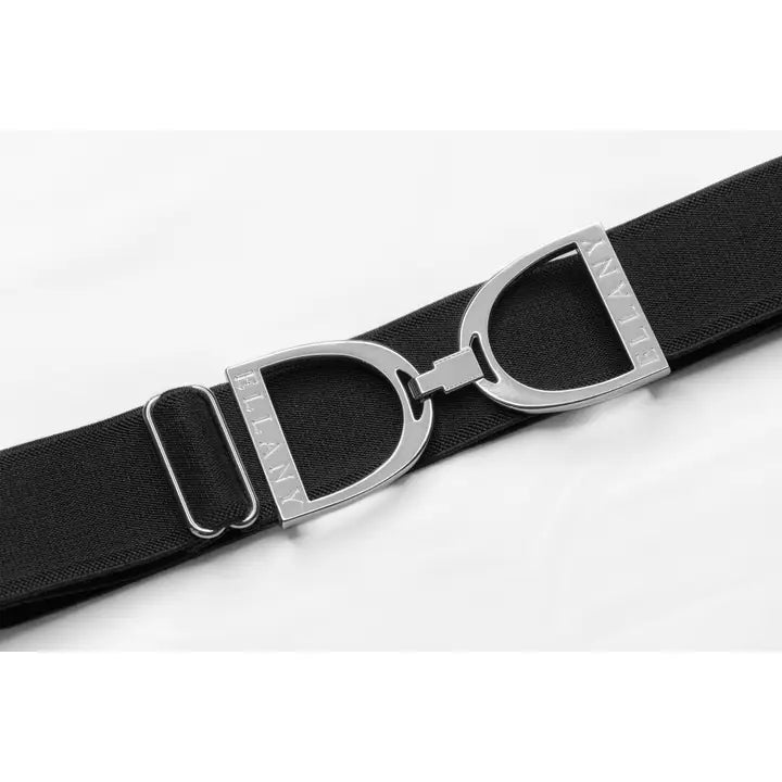 Huston x Ellany Black 1.5" Silver Stirrup Elastic Belt