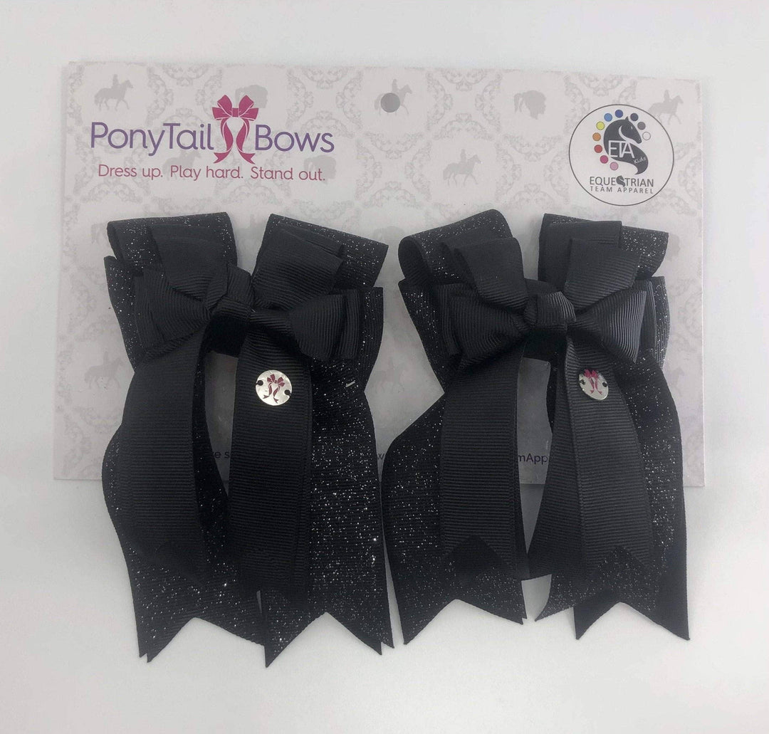 PonyTail Bows - Black Solid PonyTail Bows