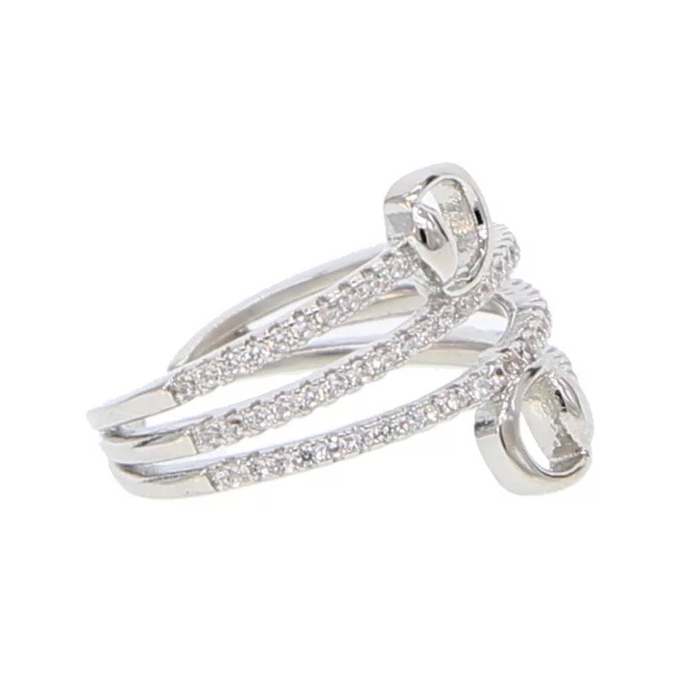 Sterling Silver Equestrian Snaffle Horse Bit Ring with CZ