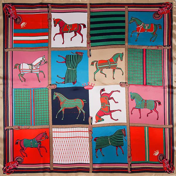 Winding River - Equestrian Red Trotting Horse Poly Scarf