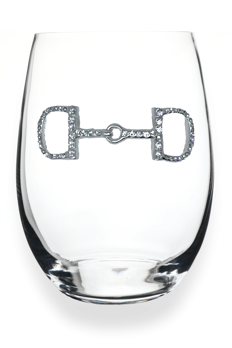 The Queens' Jewels - Horse Bit Jeweled Stemless Wine Glass