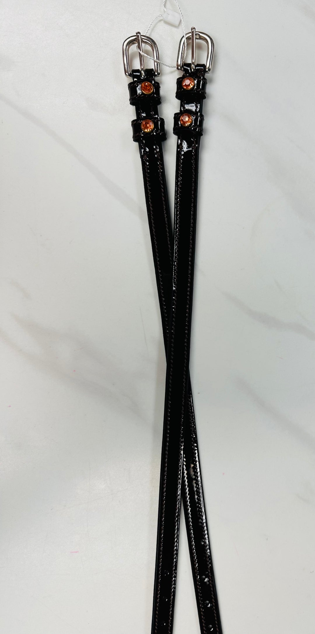 Halter Ego Brown Patent Spur Straps