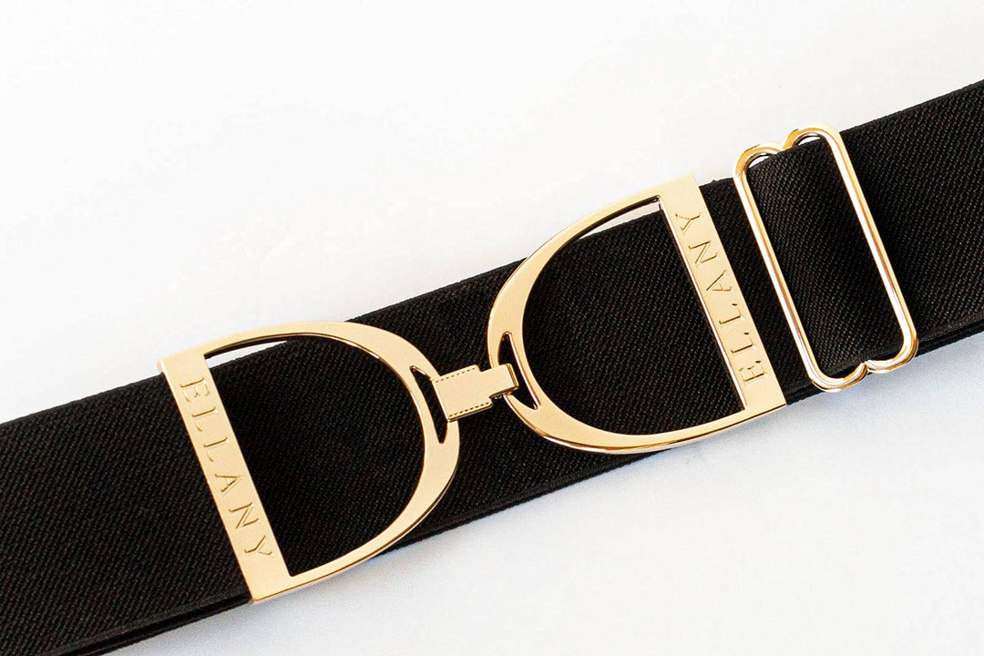 Huston x Ellany - Black - 2" Gold Stirrup Elastic Belt