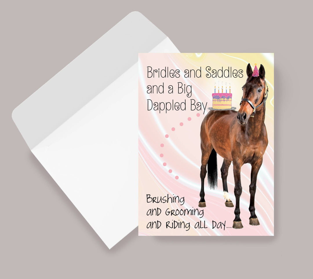 Horse Hollow Horse Birthday Card: Bridles & Saddles ...Dapple Bay