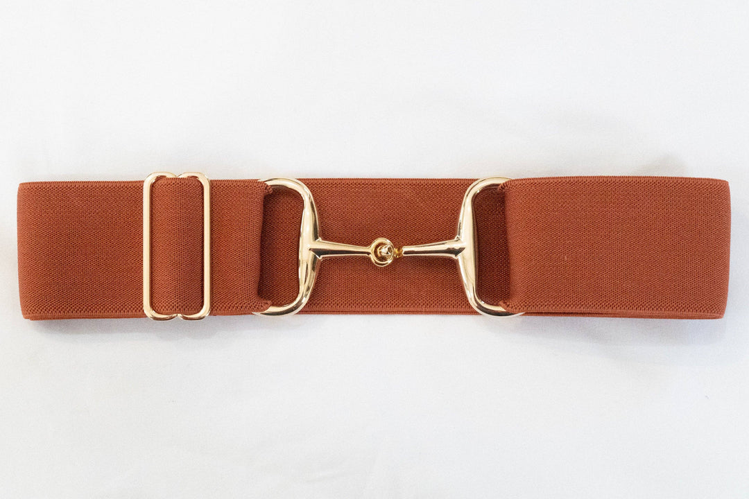 Huston x Ellany - Rust - 2" Gold Snaffle Elastic Belt
