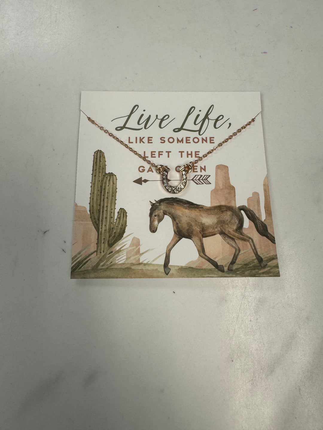 Live Life Horseshoe Necklace