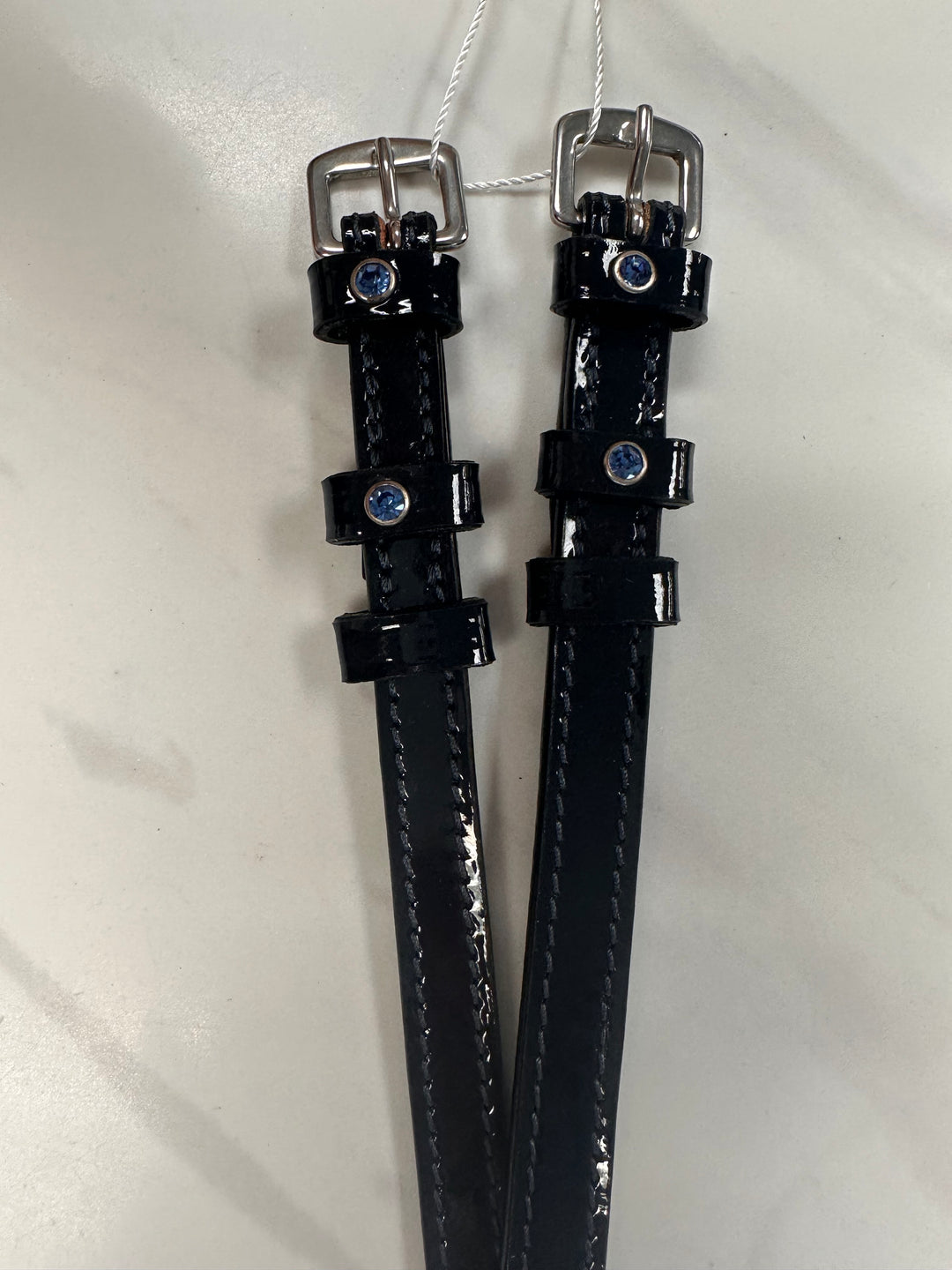 Halter Ego Navy Patent Spur Straps