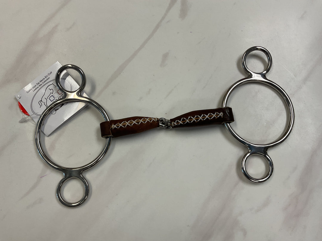 Jump'In Leather Covered Single Jointed 3 Ring Bit