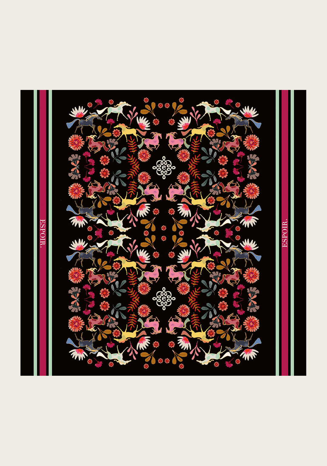 Espoir Bouquet On Black Square Scarf