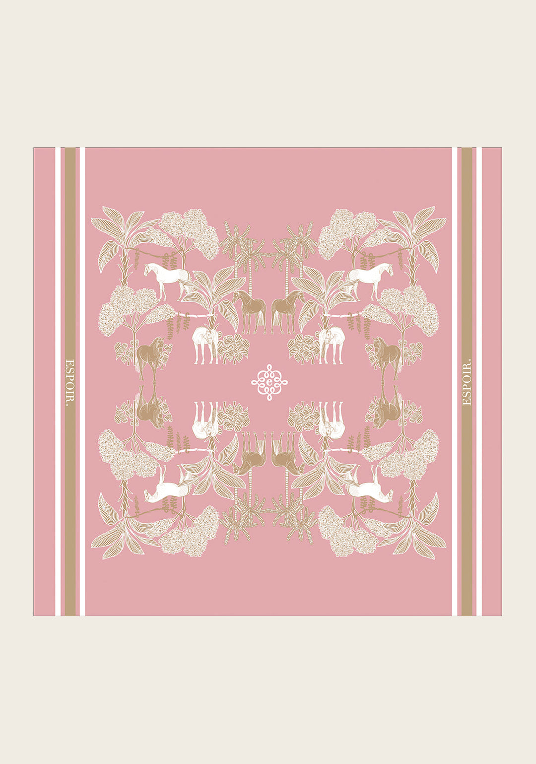 Espoir Island Horses On Rose Square Scarf