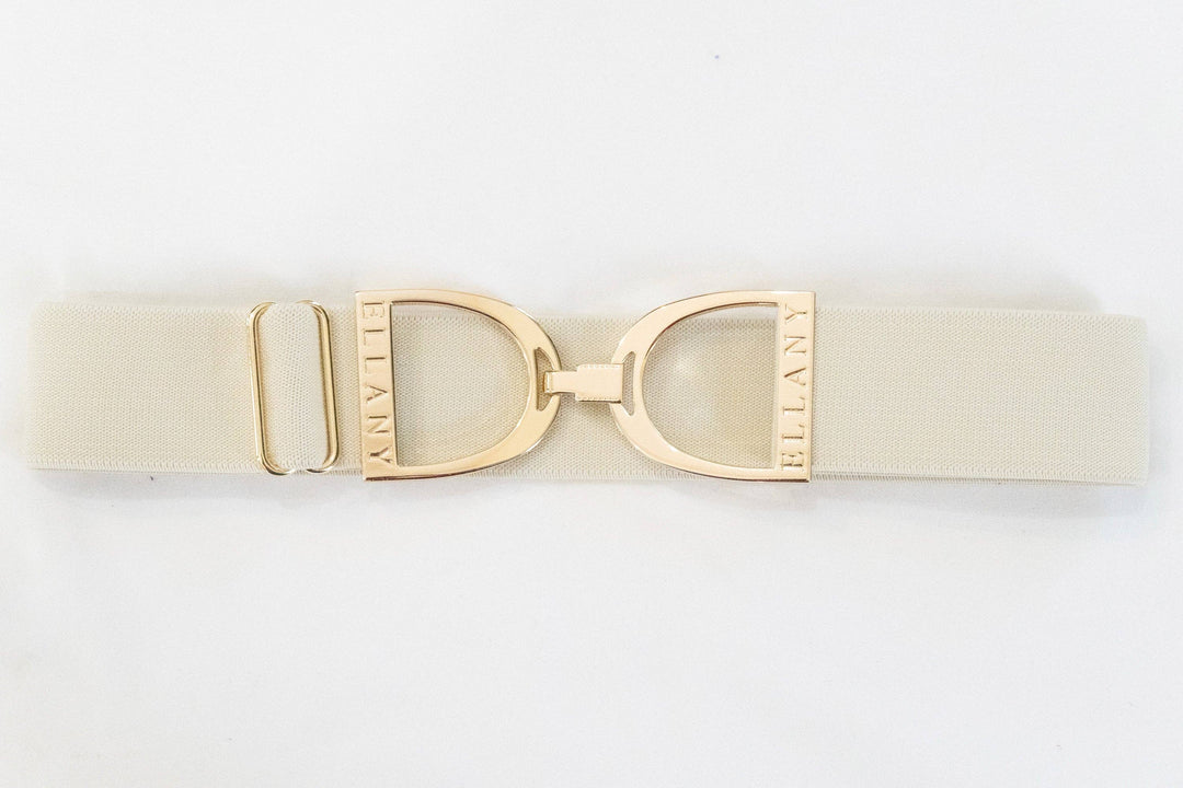 Huston x Ellany - Buttercream - 1.5" Gold Stirrup Elastic Belt
