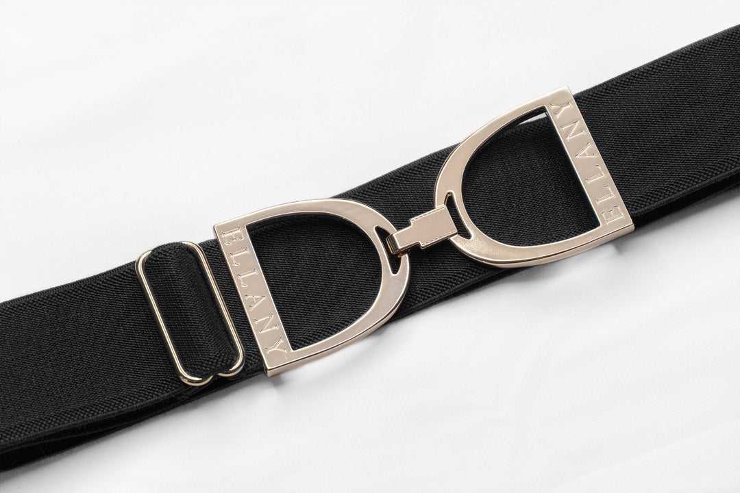 Huston x Ellany - Navy - 1.5" Gold Stirrup Elastic Belt