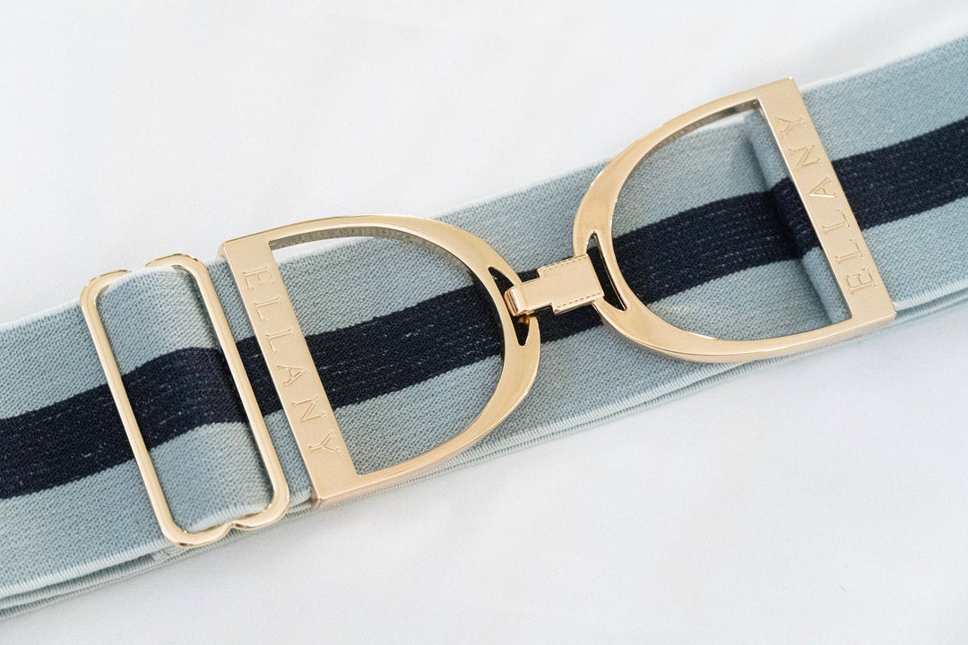 Huston x Ellany - Sage Stripes - 2" Gold Stirrup Elastic Belt