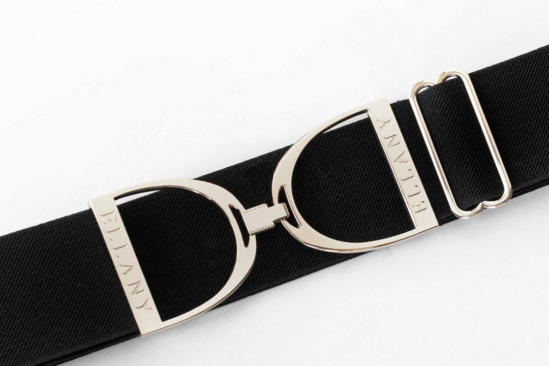 Huston x Ellany - Black - 2" Silver Stirrup Elastic Belt