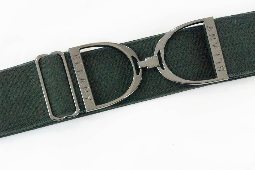 Huston x Ellany - Forest - 2" Gunmetal Stirrup Equestrian Elastic Belt
