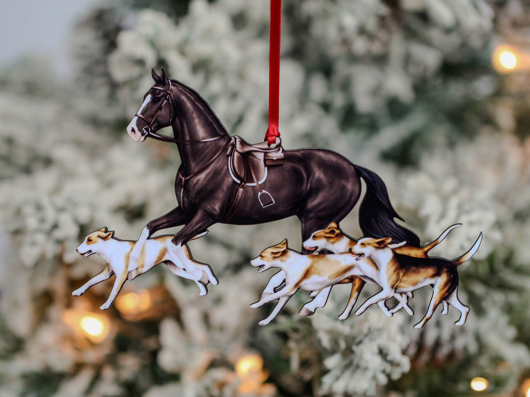 Classy Equine - Seal Bay Fox Hunter Horse & Hound Field Hunter Ornament II