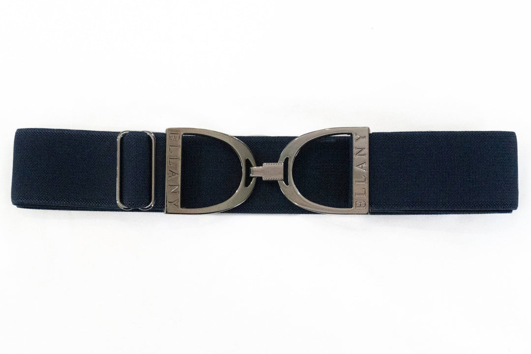 Huston x Ellany - Navy - 1.5" Gunmetal Stirrup Elastic Belt