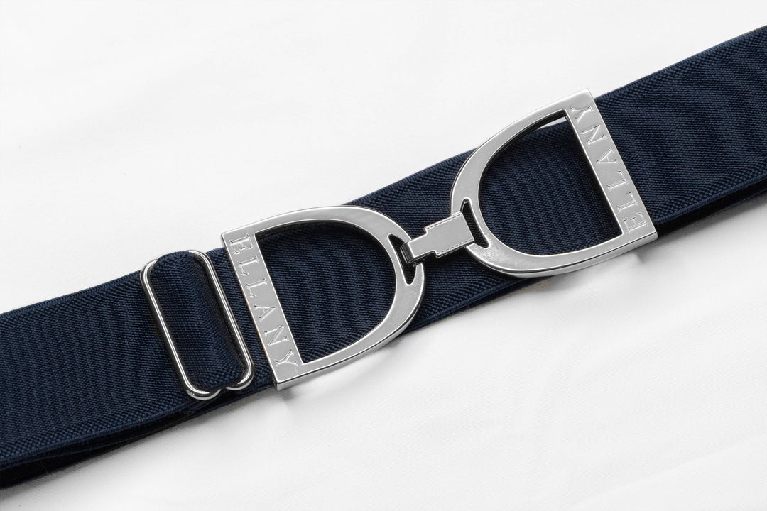 Huston x Ellany - Navy - 1.5" Silver Stirrup Elastic Belt