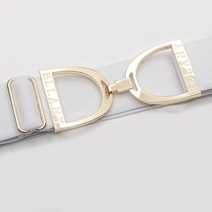 Huston x Ellany - White 1.5" Gold Stirrup Elastic Belt