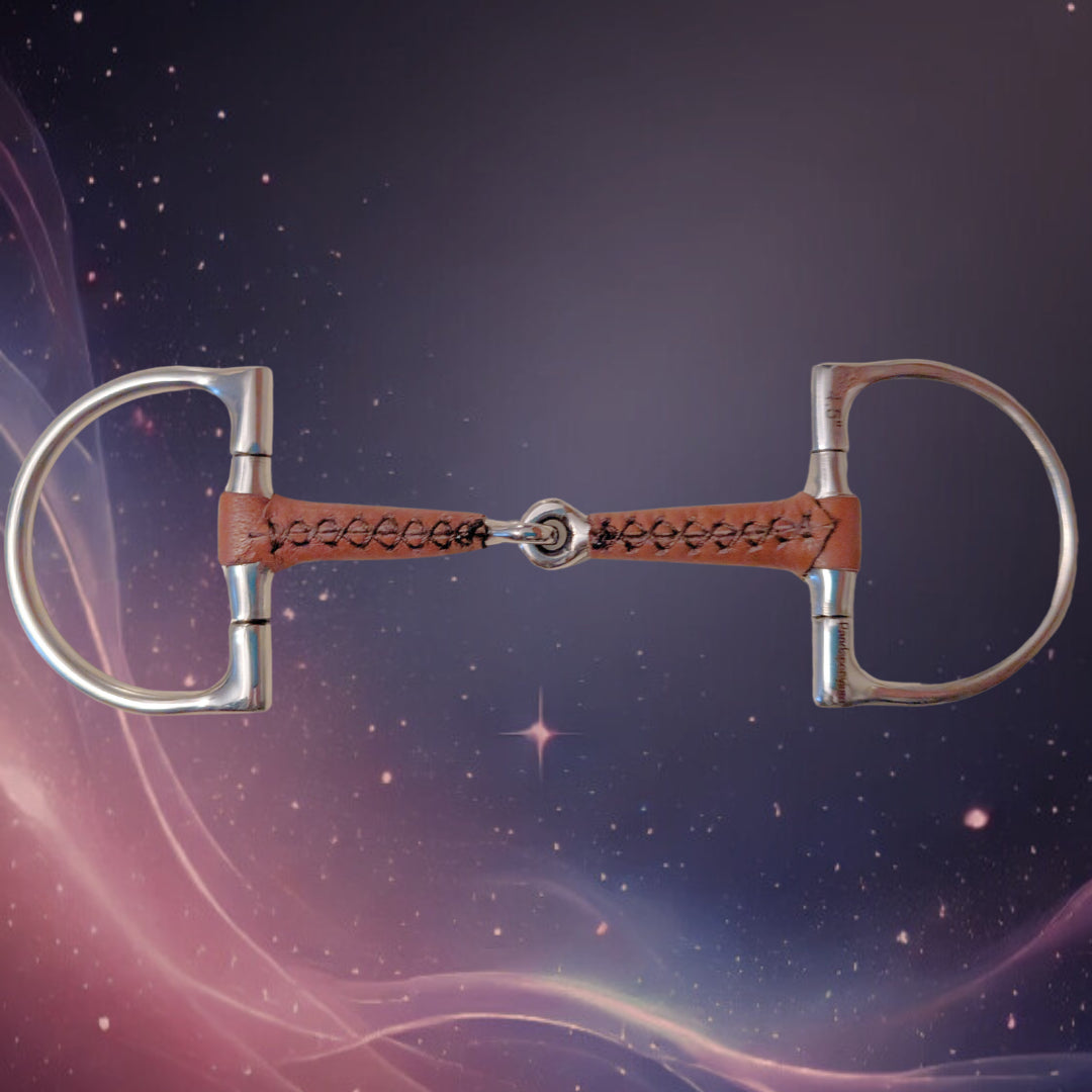 Pandaponyium D Ring Leather Covered Single Joint Snaffle