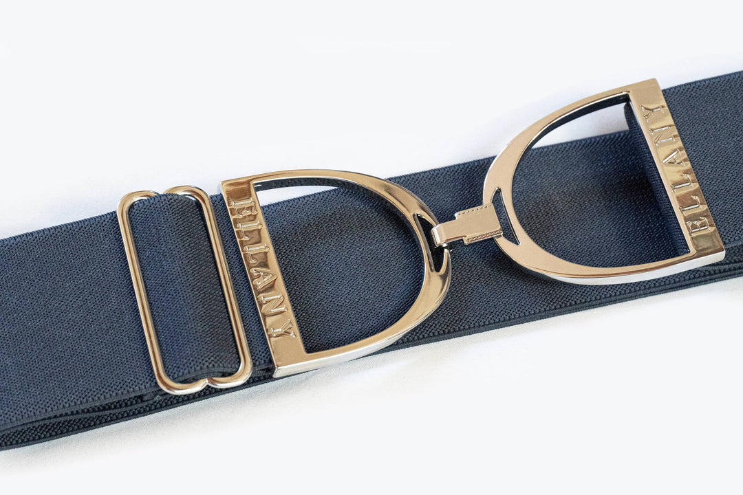 Ellany - Denim - 2" Silver Stirrup Equestrian Elastic Belt