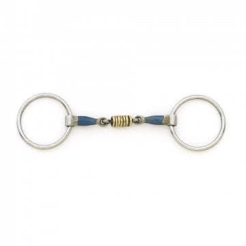 Centaur Blue Steel Double Jointed Loose Ring w Brass Rollers