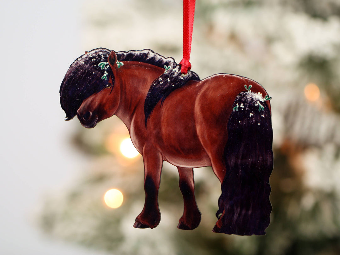 Classy Equine Bay Shetland Pony Ornament