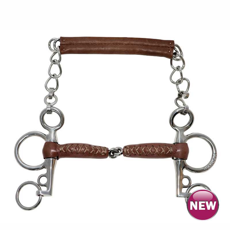 Metalab Leather Pelham Pinchless Snaffle Bit 17mm 4″ Cheeks