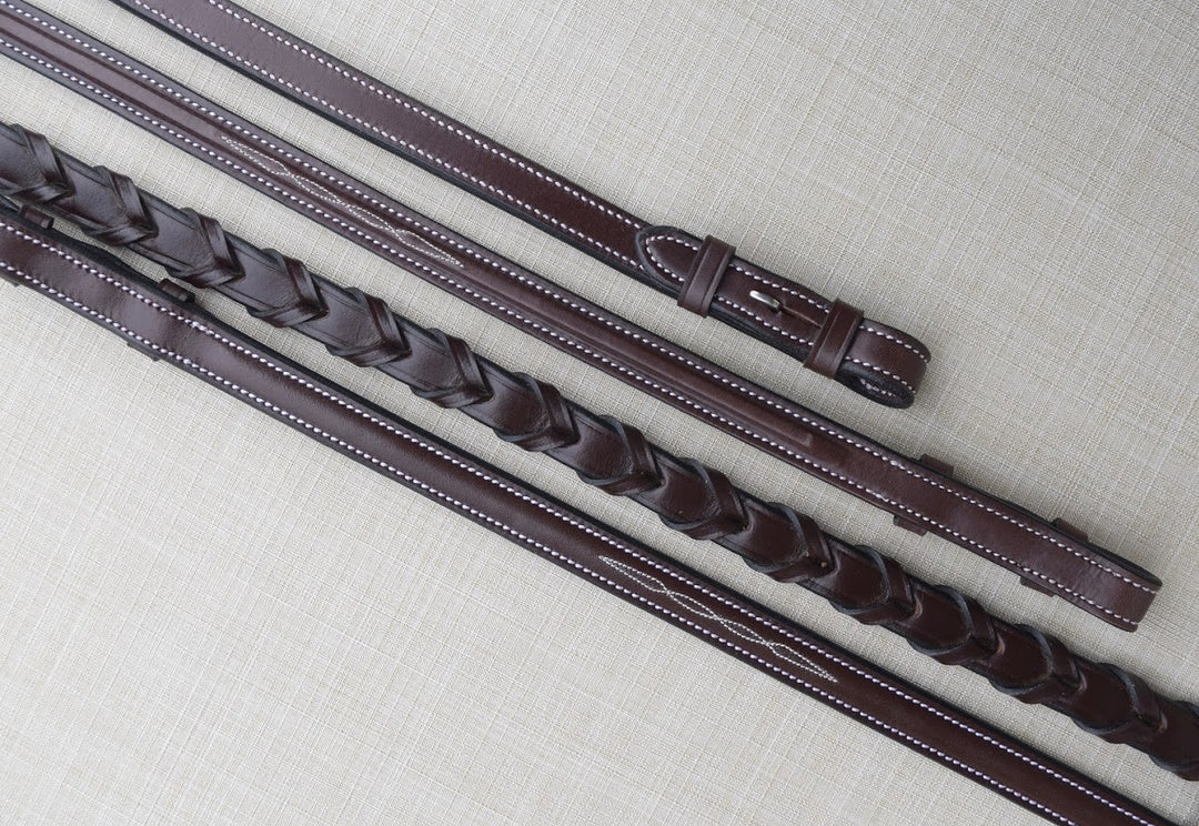 Red Barn 5/8" Round Raised Fancy Stitched Laced Reins
