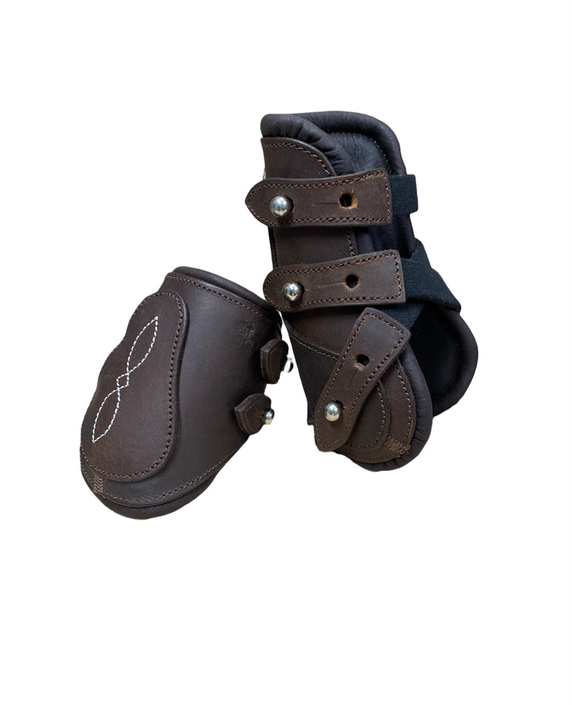 Belle & Bow Pony Open Front Leather Boots