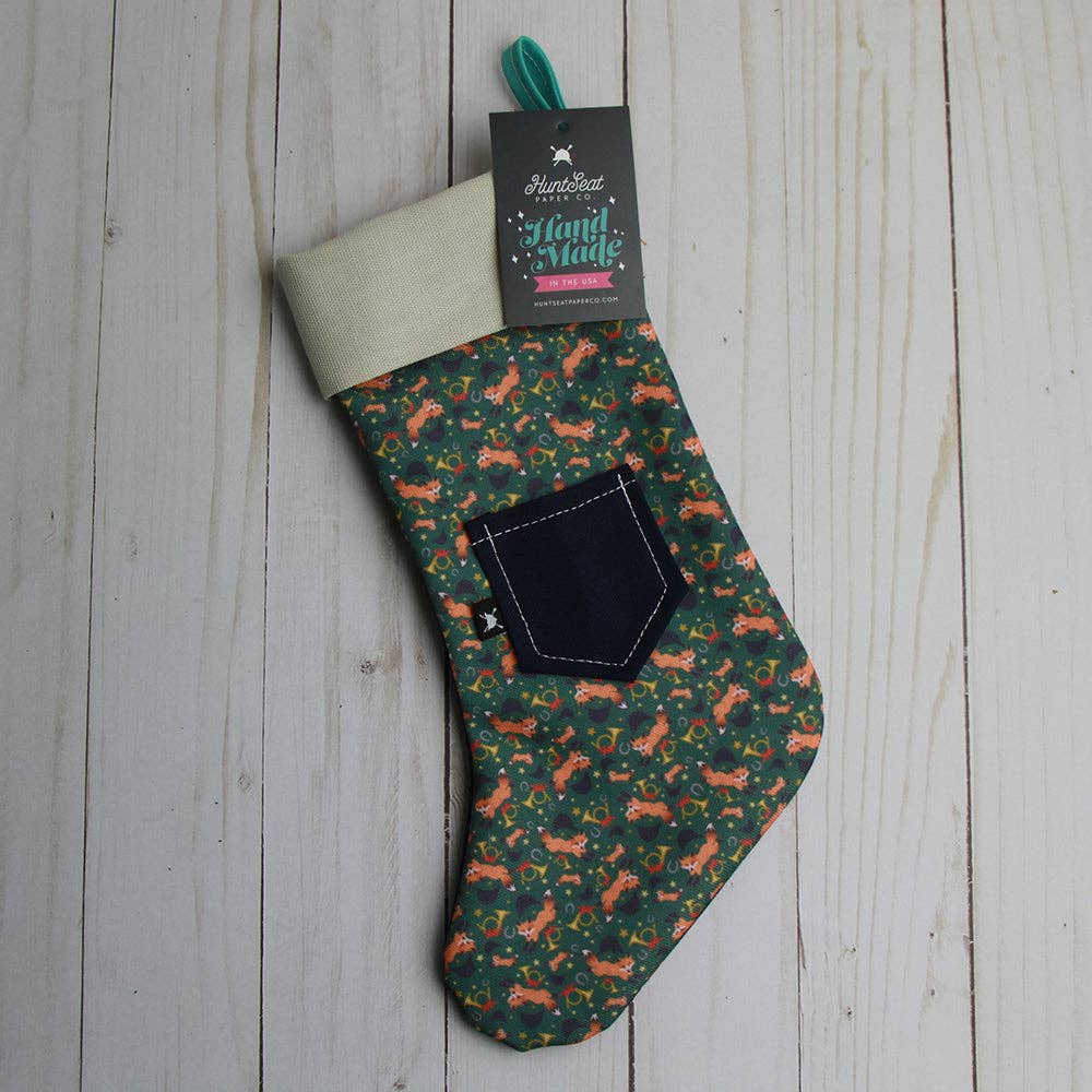 Hunt Seat Paper Holiday Fox Christmas Stocking