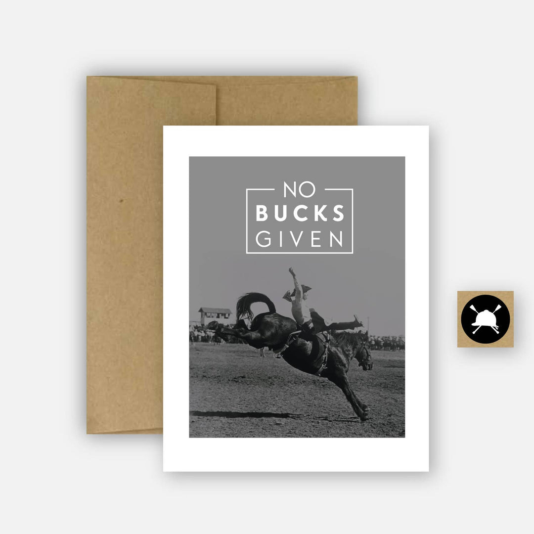 Hunt Seat Paper Co. - No Bucks - Bronc Equestrian Horse Greeting Card