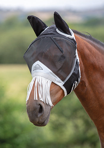 Shires Fine Mesh Fly Mask - Nose Fringe & Ears