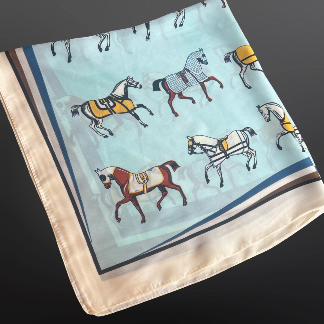 Westrian International - Winter Horses Blue Satin Scarf