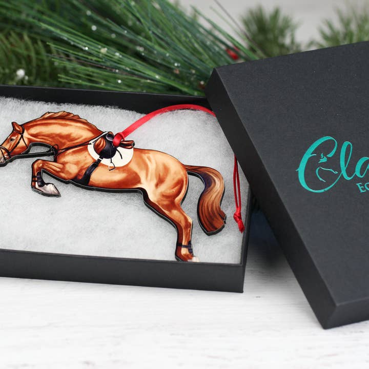 Classy Equine - Jumping Horse Ornament - Chestnut Hunter Jumper