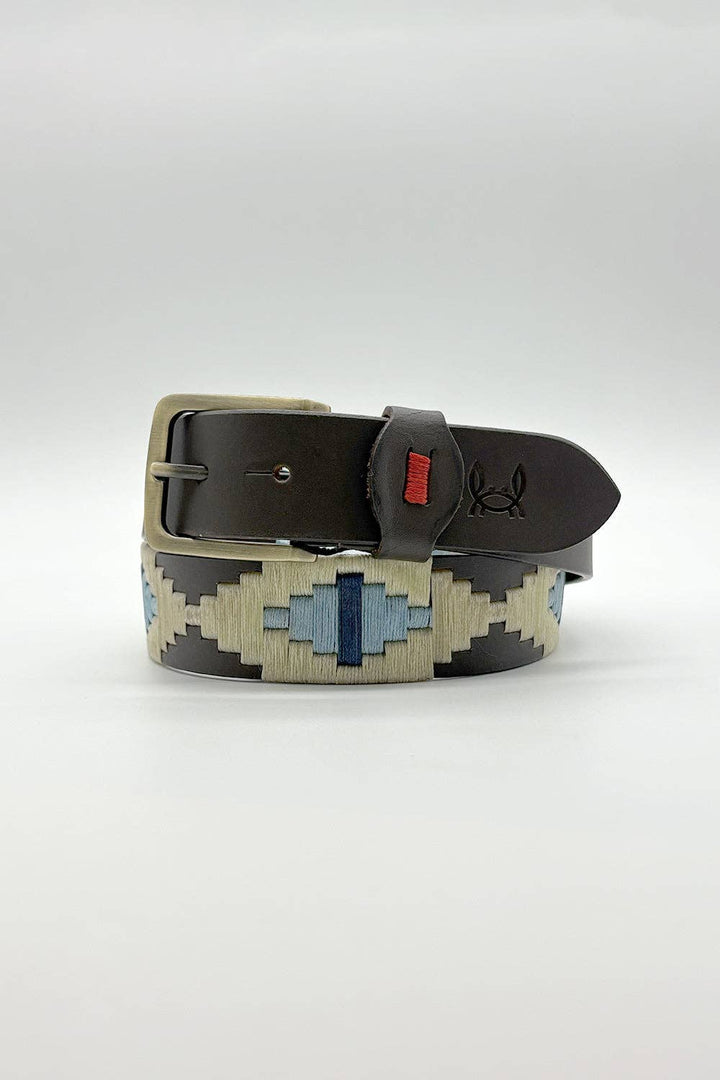 Custi Mikelo: Argentinian leather belt Beige Sky Blue