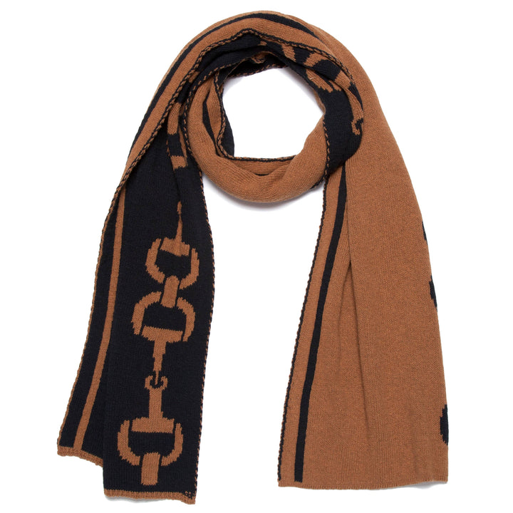 In2Green - Cotton Sustainable Knit Scarf - Equestrian Snaffle Bit: Brown