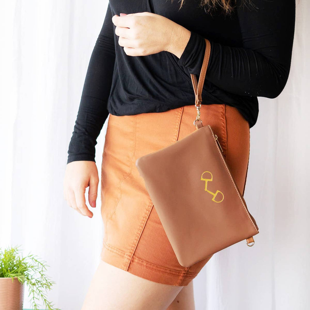 Viv&Lou - Gold Horse Bit Camel Madeline Wristlet