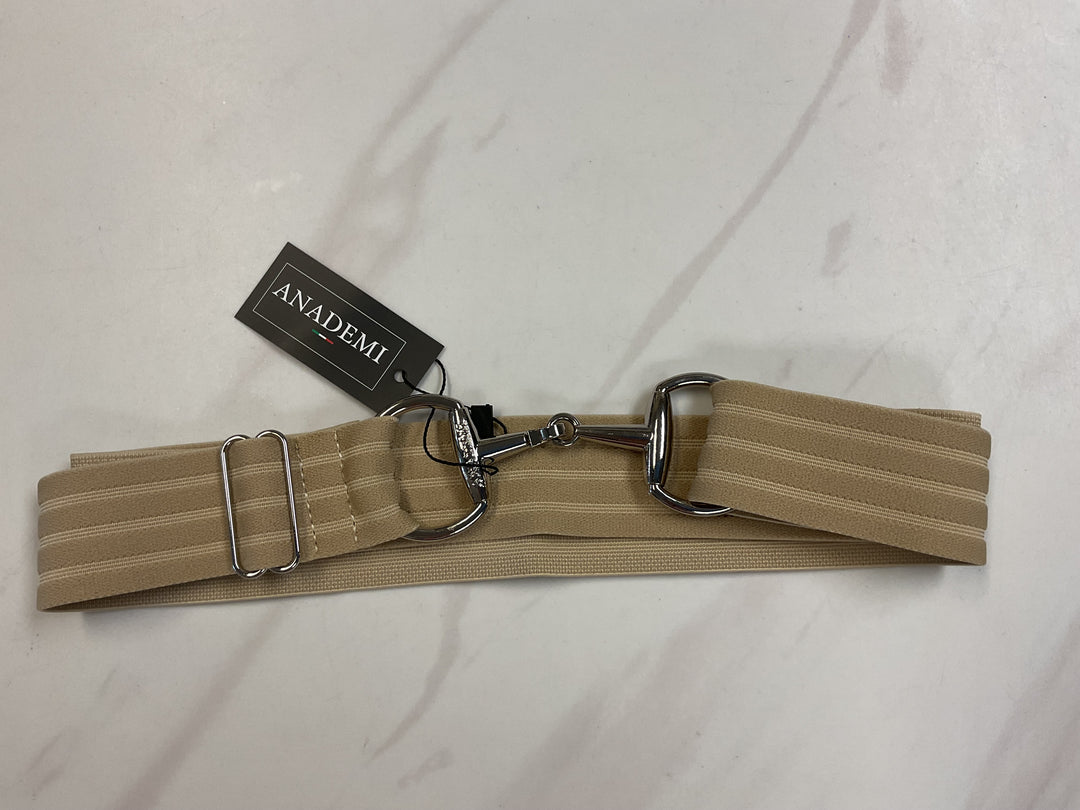 Anademi Silver Bit Buckle Stretch Belts - Textured