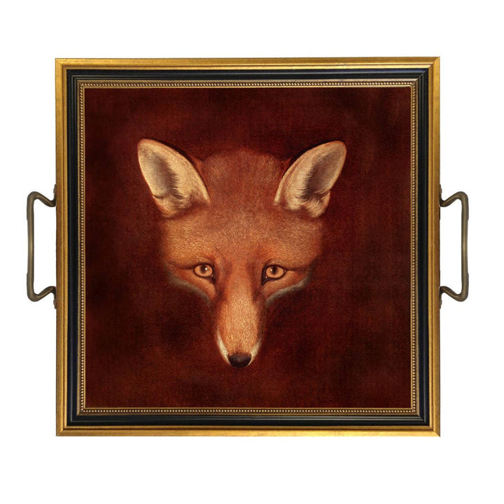 Madison Bay Co. - Historical Home Decor Reproductions - Fox Head Tray with Brass Handles: Distressed Black