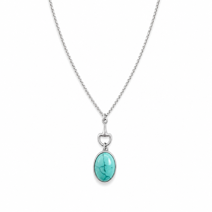Ellison+Young Equestrian Bit Natural Stone Necklace, Waterproof Golden Steel
