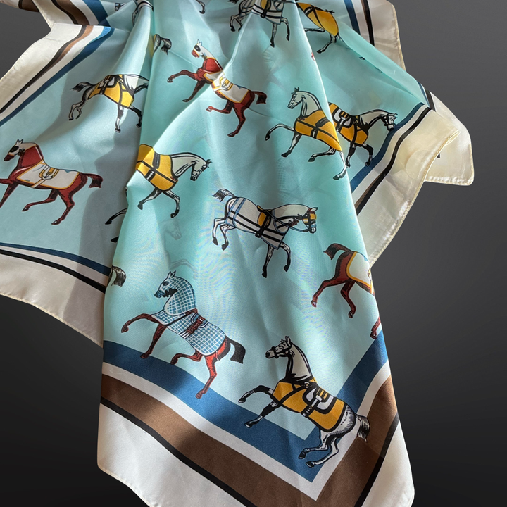 Westrian International - Winter Horses Blue Satin Scarf