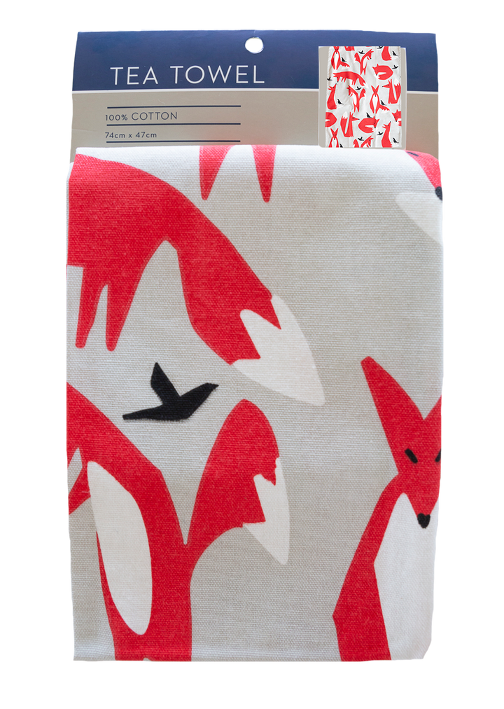 Allgifts Australia - Tea Towel - Foxes: Hangsell (Carded)