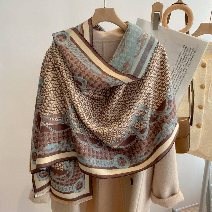 Winding River - Equestrian Blue/Beige Stirrup Reversible Wrap